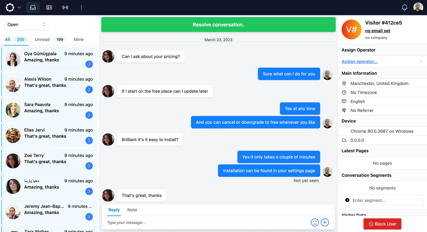 AI customer service app screenshot